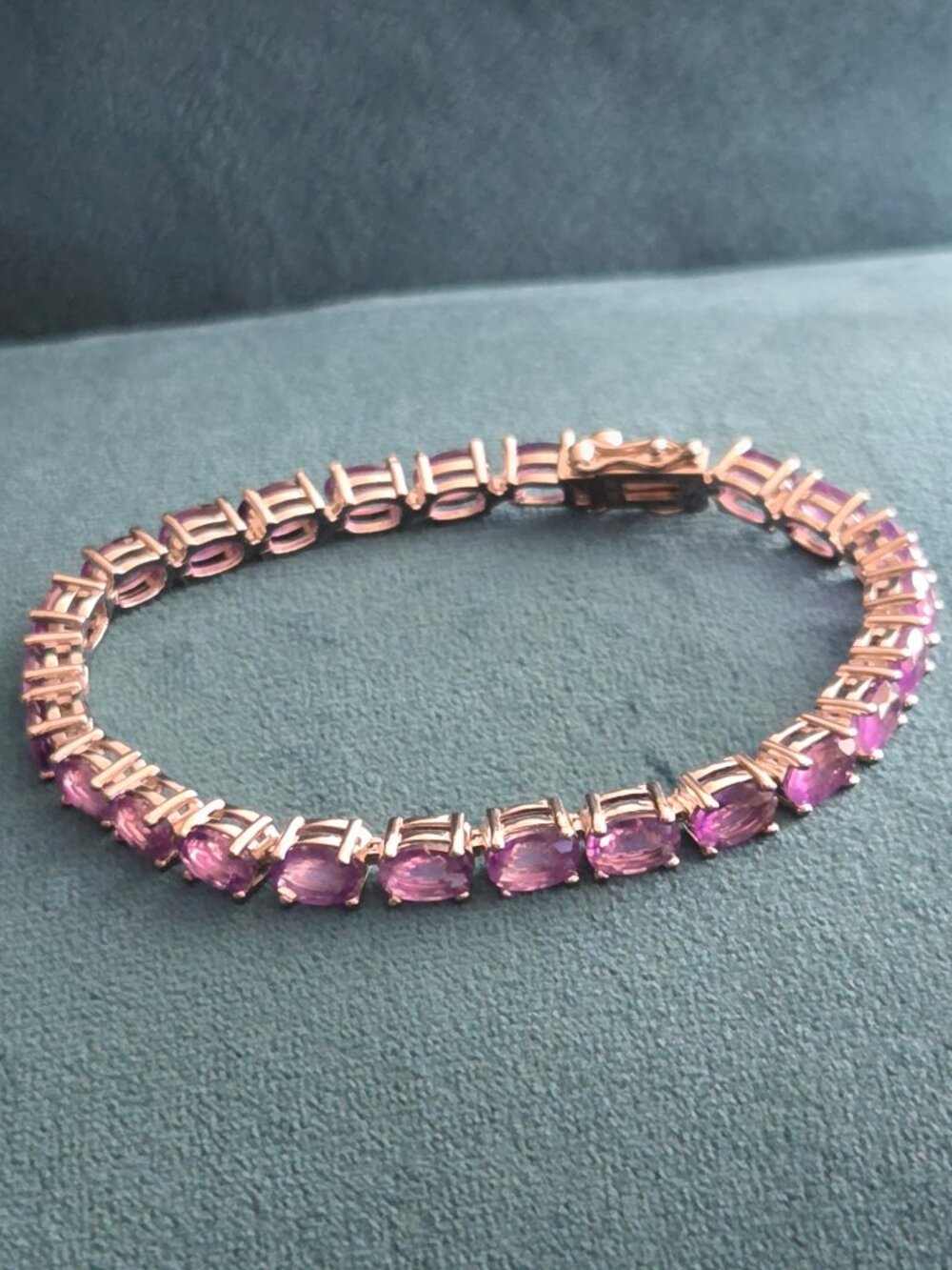 JTV Purple Amethyst 15.10ctw Sterling Silver Bracelet size 7.25"